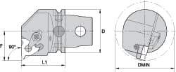 Kennametal - Insert Style LT 22NL, 60mm Head Length, Left Hand Cut, Internal Modular Threading Cutting Unit Head - System Size KM63, 43mm Center to Cutting Edge, Series LT Threading - A1 Tooling