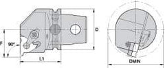 Kennametal - Insert Style LT 22NL, 60mm Head Length, Left Hand Cut, Internal Modular Threading Cutting Unit Head - System Size KM63, 43mm Center to Cutting Edge, Series LT Threading - A1 Tooling