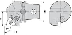 Kennametal - Insert Style LT 22ER, 60mm Head Length, Right Hand Cut, External Modular Threading Cutting Unit Head - System Size KM63, 43mm Center to Cutting Edge, Series LT Threading - A1 Tooling