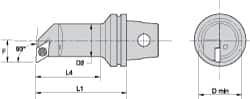 Kennametal - Right Hand Cut, 25mm Min Bore Diam, Size KM32 Steel Modular Boring Cutting Unit Head - 2.3622" Max Bore Depth, Through Coolant, Compatible with DP.. - A1 Tooling