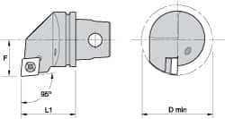 Kennametal - Left Hand Cut, Size KM32, CC.. Insert Compatiblity, Internal Modular Turning & Profiling Cutting Unit Head - 22mm Ctr to Cutting Edge, 35mm Head Length, Through Coolant, Series Screw-On - A1 Tooling