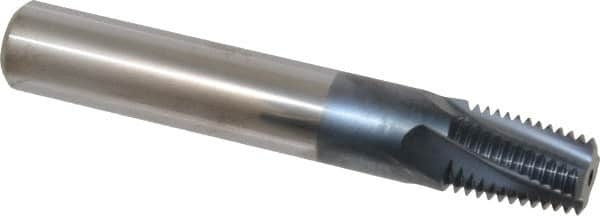 Carmex - 1/2-14 to 3/4-14 NPT, 0.61" Cutting Diam, 4 Flute, Solid Carbide Helical Flute Thread Mill - Internal/External Thread, 0.89" LOC, 4" OAL, 5/8" Shank Diam - A1 Tooling