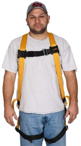 Miller - 400 Lb Capacity, Size Universal, Full Body Construction Safety Harness - Polyester, Mating Leg Strap, Mating Chest Strap, Yellow/Black - A1 Tooling