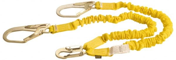 Lanyards & Lifelines; Load Capacity: 350 lb; Type: Shock Absorbing Lanyard; Length (Inch): 72; Anchorage End Connection: Locking Snap Hook; Harness Connection: Locking Snap Hook; For Arc Flash Work: No; Material: Polyester Webbing; Color: Yellow; Gate Ope