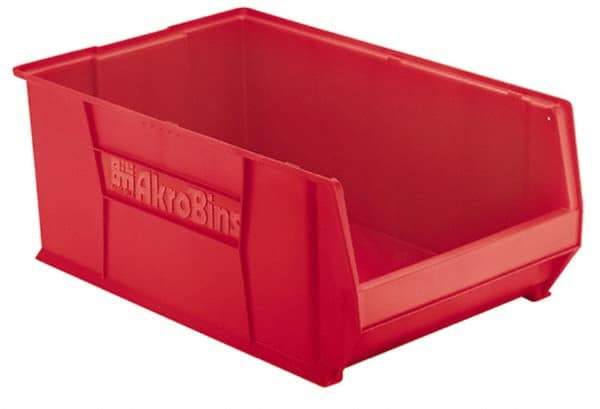 Akro-Mils - 300 Lb. Load Capacity, 29-1/4" Deep, Red Polymer Hopper Stacking Bin - 12" High x 18-3/8" Wide x 29-1/4" Long - A1 Tooling