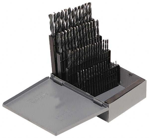 Hertel - 135° Point, Oxide Finish, High Speed Steel Screw Machine Length Drill Bit Set - A1 Tooling