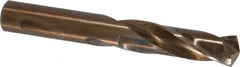 Hertel - 9/16" 135° Spiral Flute Cobalt Screw Machine Drill Bit - Bright Finish, Right Hand Cut, 2-1/2" Flute Length, 4" OAL, Split Point, Straight Shank - A1 Tooling