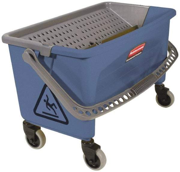 Rubbermaid - 40 Qt Plastic Bucket & Wringer - 14.7" Long x 16.2" High x 26.2" Wide, Blue - A1 Tooling