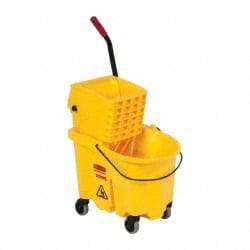 Rubbermaid - 26 Qt Plastic Bucket & Wringer - 18-5/8" Long x 16-3/4" High x 15-5/8" Wide, Yellow - A1 Tooling