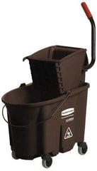 Rubbermaid - 35 Qt Plastic Bucket & Wringer - 20-1/8" Long x 36-1/2" High x 15-3/4" Wide, Brown - A1 Tooling