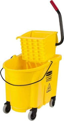 Rubbermaid - 35 Qt Plastic Bucket & Wringer - 20.1" Long x 17.4" High x 15.7" Wide, Yellow - A1 Tooling