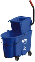 Rubbermaid - 35 Qt Plastic Bucket & Wringer - 20-1/8" Long x 36-1/2" High x 15-3/4" Wide, Blue - A1 Tooling