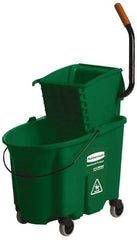 Rubbermaid - 35 Qt Plastic Bucket & Wringer - 20-1/8" Long x 36-1/2" High x 15-3/4" Wide, Green - A1 Tooling