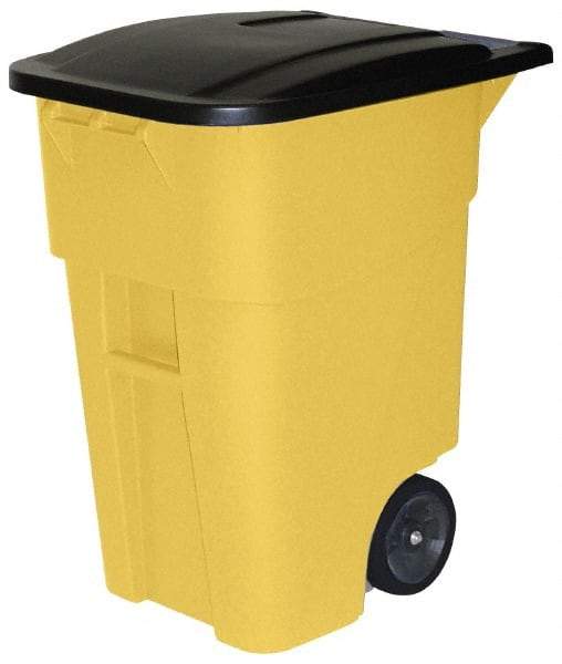 Rubbermaid - 50 Gal Yellow Rectangle Trash Can - Polyethylene, 36-1/2" High x 28-1/2" Long x 23-3/8" Wide - A1 Tooling