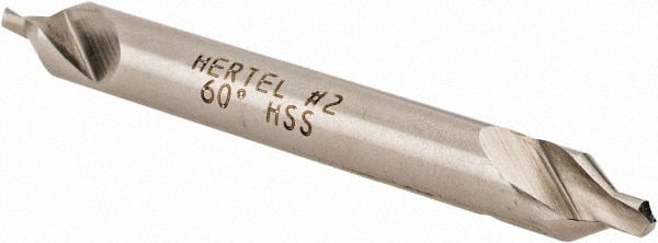 Hertel - #2 Plain Cut 60° Incl Angle High Speed Steel Combo Drill & Countersink - A1 Tooling