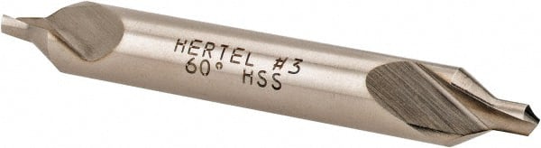 Hertel - #3 Plain Cut 60° Incl Angle High Speed Steel Combo Drill & Countersink - A1 Tooling