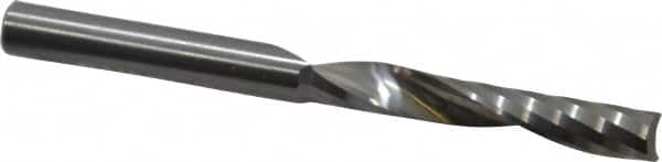 Onsrud - 1/4" Cutting Diam x 1-1/2" Length of Cut, 1 Flute, Upcut Spiral Router Bit - Uncoated, Right Hand Cut, Solid Carbide, 3" OAL x 1/4" Shank Diam, Single Edge, 21° Helix Angle - A1 Tooling