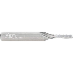 Onsrud - 1/8" Cutting Diam x 1/2" Length of Cut, 1 Flute, Upcut Spiral Router Bit - Uncoated, Right Hand Cut, Solid Carbide, 2" OAL x 1/4" Shank Diam, Single Edge, 21° Helix Angle - A1 Tooling