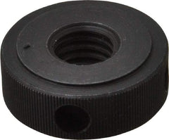 Gibraltar - 1/2-13" UNC Thread, Black Oxide Finish, Steel Round Knurled Check Nut - 7/16" Overall Height, 1-1/4" Head Diam, 1" Base Diam - A1 Tooling