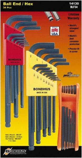 Bondhus - Hex Key Sets - MP.050-3/8/1.5-1MM TRIPLE PK L-WRNCHS ST - A1 Tooling