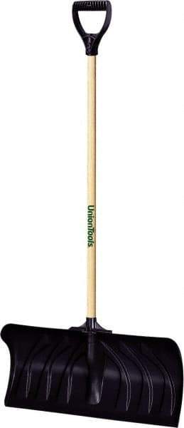 UnionTools - 24 Inch Wide Blade x 11 Inch High Blade Pusher Snow Shovel - 45 Inch Long Hardwood Handle - A1 Tooling