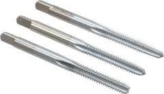 Made in USA - #10-24 UNC, 4 Flute, Bottoming, Plug & Taper, Chrome Finish, High Speed Steel Tap Set - Right Hand Cut, 2-3/8" OAL, 7/8" Thread Length, 2B/3B Class of Fit - A1 Tooling