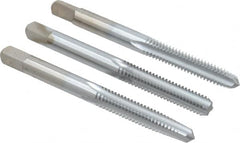 Made in USA - #12-24 UNC, 4 Flute, Bottoming, Plug & Taper, Chrome Finish, High Speed Steel Tap Set - Right Hand Cut, 2-3/8" OAL, 15/16" Thread Length, 2B/3B Class of Fit - A1 Tooling