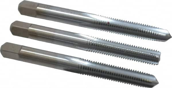 Made in USA - 1/4-28 UNF, 4 Flute, Bottoming, Plug & Taper, Chrome Finish, High Speed Steel Tap Set - Right Hand Cut, 2-1/2" OAL, 1" Thread Length, 2B/3B Class of Fit - A1 Tooling