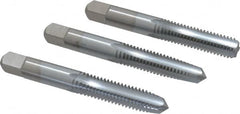 Made in USA - 3/8-16 UNC, 4 Flute, Bottoming, Plug & Taper, Chrome Finish, High Speed Steel Tap Set - Right Hand Cut, 2-15/16" OAL, 1-1/4" Thread Length, 2B/3B Class of Fit - A1 Tooling