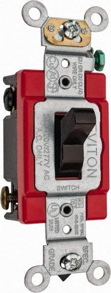 Leviton - 4 Pole, 120 to 277 VAC, 20 Amp, Industrial Grade, Toggle, Wall and Dimmer Light Switch - 1.31 Inch Wide x 4.06 Inch High - A1 Tooling