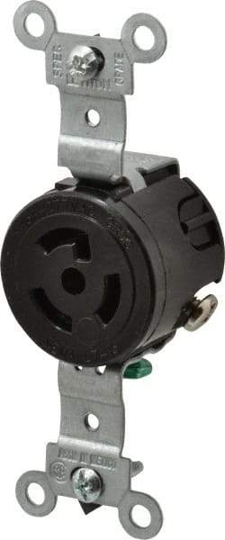 Leviton - 277 VAC, 15 Amp, L7-15R NEMA, Self Grounding Receptacle - 2 Poles, 3 Wire, Female End, Black - A1 Tooling