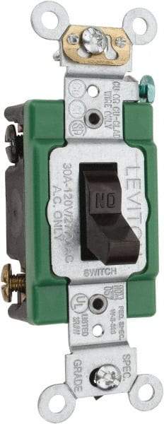 Leviton - 2 Pole, 120 to 277 VAC, 30 Amp, Industrial Grade, Toggle, Wall and Dimmer Light Switch - 1.31 Inch Wide x 4.06 Inch High - A1 Tooling