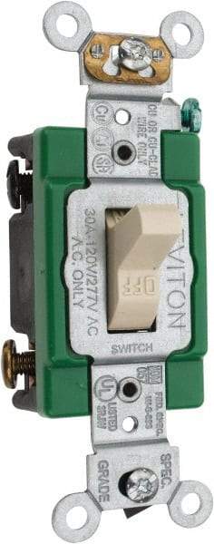 Leviton - 2 Pole, 120 to 277 VAC, 30 Amp, Industrial Grade, Toggle, Wall and Dimmer Light Switch - 1.31 Inch Wide x 4.06 Inch High - A1 Tooling