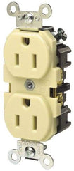 Hubbell Wiring Device-Kellems - 125 VAC, 15 Amp, 5-15R NEMA Configuration, Gray, Specification Grade, Self Grounding Duplex Receptacle - 1 Phase, 2 Poles, 3 Wire, Flush Mount, Corrosion, Heat and Impact Resistant - A1 Tooling