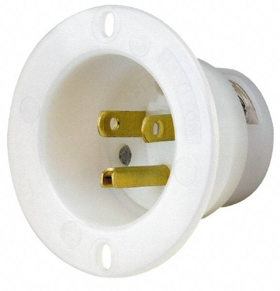 Leviton - 125 VAC, 15 Amp, 5-15P NEMA Configuration, White, Industrial Grade, Self Grounding Single Receptacle - 1 Phase, 2 Poles, 3 Wire, Flush Mount, Corrosion and Impact Resistant - A1 Tooling