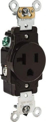 Leviton - 125 VAC, 20 Amp, 5-20R NEMA Configuration, Brown, Industrial Grade, Self Grounding Single Receptacle - 1 Phase, 2 Poles, 3 Wire, Flush Mount, Impact Resistant - A1 Tooling