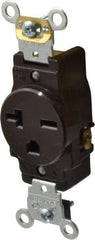 Leviton - 250 VAC, 20 Amp, 6-20R NEMA Configuration, Brown, Industrial Grade, Self Grounding Single Receptacle - 1 Phase, 2 Poles, 3 Wire, Flush Mount, Impact and Tamper Resistant - A1 Tooling