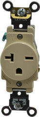 Leviton - 250 VAC, 20 Amp, 6-20R NEMA Configuration, Ivory, Industrial Grade, Self Grounding Single Receptacle - 1 Phase, 2 Poles, 3 Wire, Flush Mount, Impact and Tamper Resistant - A1 Tooling