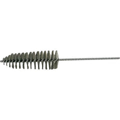 Brush Research Mfg. - 2-1/4" Diam Helical Stainless Steel Tube Brush - Single Spiral, 0.006" Filament Diam, 6-1/2" Brush Length, 14" OAL, 0.245" Diam Galvanized Steel Shank - A1 Tooling