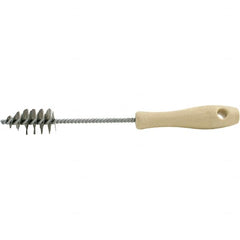 Brush Research Mfg. - 1.15" Diam Helical Stainless Steel Tube Brush - Single Spiral, 0.006" Filament Diam, 2-1/8" Brush Length, 10-1/2" OAL, 0.245" Diam Plastic Handle Shank - A1 Tooling