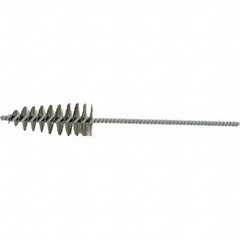 Brush Research Mfg. - 1.2" Diam Helical Stainless Steel Tube Brush - Single Spiral, 0.006" Filament Diam, 2-1/8" Brush Length, 10-1/2" OAL, 0.245" Diam Plastic Handle Shank - A1 Tooling