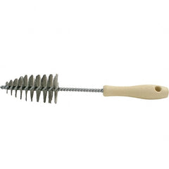 Brush Research Mfg. - 2.05" Diam Helical Stainless Steel Tube Brush - Single Spiral, 0.006" Filament Diam, 3-5/8" Brush Length, 12" OAL, 0.292" Diam Plastic Handle Shank - A1 Tooling