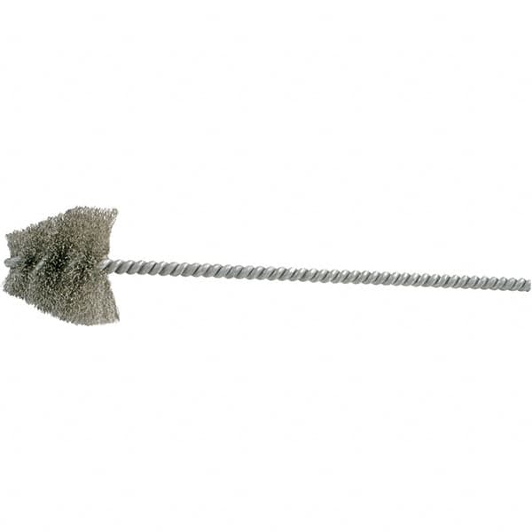 Brush Research Mfg. - 2.188" Diam Helical Stainless Steel Tube Brush - Single Spiral, 0.008" Filament Diam, 1-3/4" Brush Length, 10" OAL, 0.292" Diam Galvanized Steel Shank - A1 Tooling