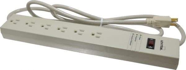 Leviton - 6 Outlets, 120 Volts, 15 Amps, 6' Cord, Power Outlet Strip - Free Hanging Mount, 5-15R NEMA Configuration, 15.06" Strip, cULus, UL Listed File 1449 - A1 Tooling