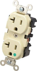 Leviton - 125 VAC, 20 Amp, 5-20R NEMA Configuration, Ivory, Hospital Grade, Self Grounding Duplex Receptacle - 1 Phase, 2 Poles, 3 Wire, Flush Mount, Impact Resistant - A1 Tooling