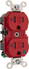 Leviton - 125 VAC, 20 Amp, 5-20R NEMA Configuration, Red, Hospital Grade, Self Grounding Duplex Receptacle - 1 Phase, 2 Poles, 3 Wire, Flush Mount, Tamper Resistant - A1 Tooling