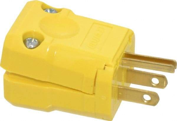 Leviton - 125 VAC, 15 Amp, 5-15P NEMA, Valise, Self Grounding, Industrial Grade Plug - 2 Pole, 3 Wire, 1 Phase, Nylon, Yellow - A1 Tooling