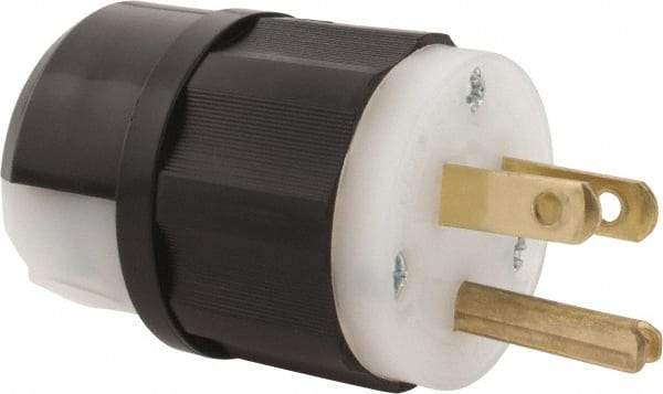 Leviton - 125 VAC, 15 Amp, 5-15P NEMA, Straight, Self Grounding, Industrial Grade Plug - 2 Pole, 3 Wire, 1 Phase, Nylon, Black, White - A1 Tooling