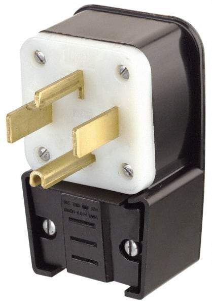 Leviton - 125/250 VAC, 30 Amp, 14-30P NEMA, Angled, Self Grounding, Industrial Grade Plug - 3 Pole, 4 Wire, 1 Phase, Nylon, Black - A1 Tooling