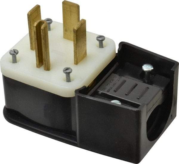 Leviton - 125/250 VAC, 60 Amp, 14-60P NEMA, Angled, Self Grounding, Industrial Grade Plug - 3 Pole, 4 Wire, 1 Phase, Nylon, Black - A1 Tooling